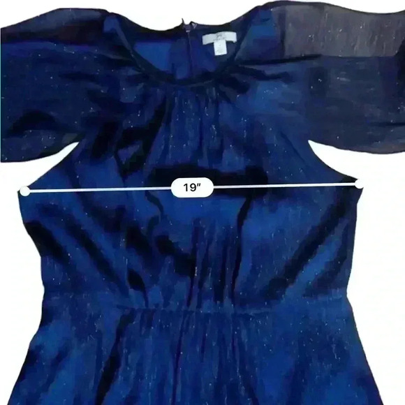 H Halston Navy Blue  Metallic Thread Long Evening Gown Dress Size 14 - Picture 7 of 9